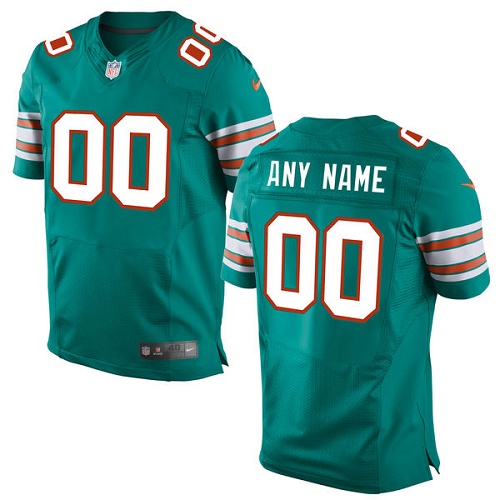 Men's Elite Nike Jersey Aqua Green Alternate - Customized NFL Miami Dolphins